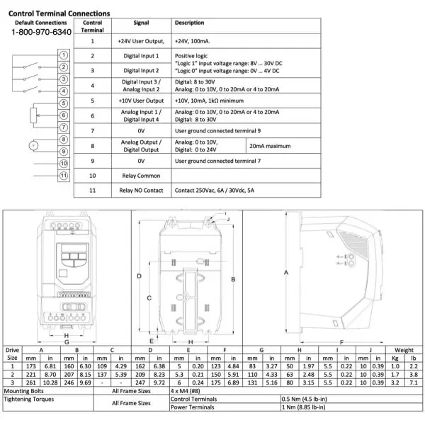 ODE-2-12010-3H012 - 1HP, 4.3A, 200V-240V, Three Phase - Image 3