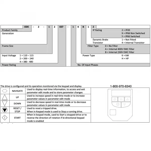 ODE-2-12010-3H012 - 1HP, 4.3A, 200V-240V, Three Phase - Image 4