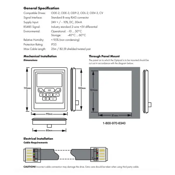 OPT-3-OPPAD-IN - Optipad Remote TFT Keypad with RJ45 Cable - Image 3