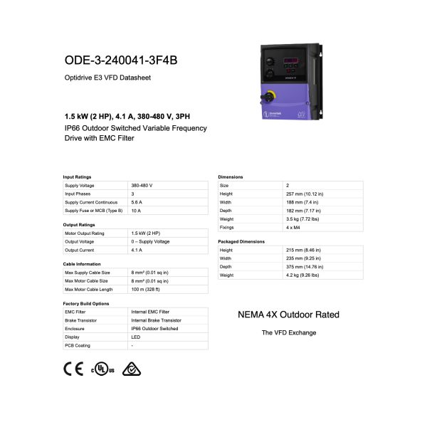 ODE-3-240041-3F4B - 2HP, 4.1A, 380V-480V, Three Phase - Image 8