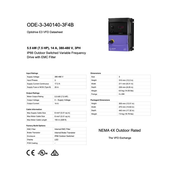 ODE-3-340140-3F4B - 7.5HP, 14A, 380V-480V, Three Phase - Image 8