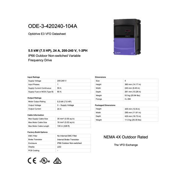 ODE-3-420240-104A - 7.5HP, 24.0A, 200V-240V, Single Phase - Image 8