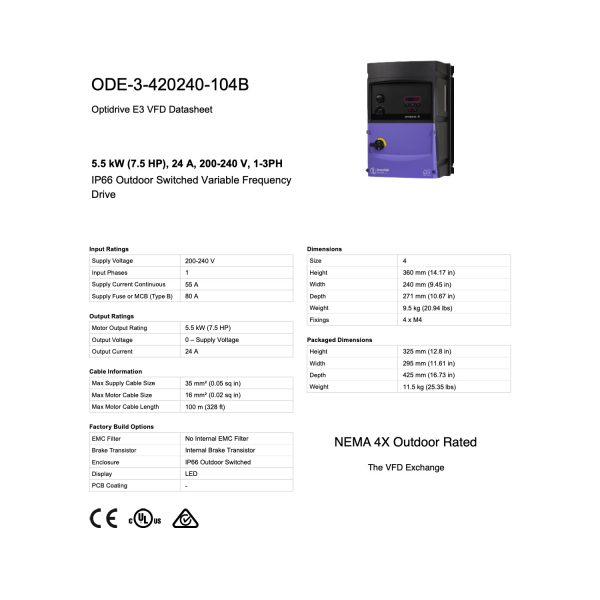 ODE-3-420240-104B - 7.5HP, 24.0A, 200V-240V, Single Phase - Image 8