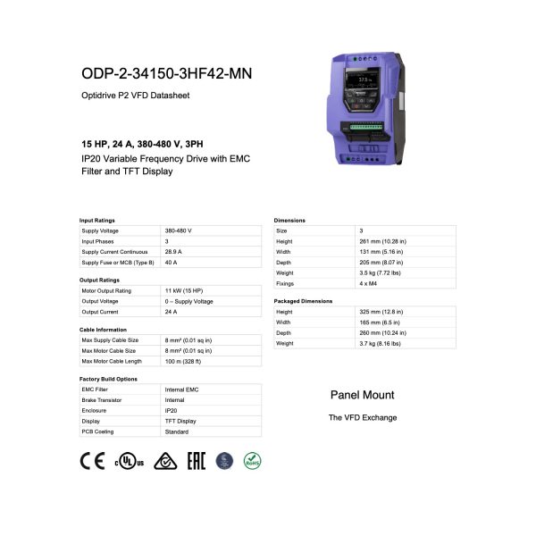 ODP-2-34150-3HF42-MN – 15HP, 24.0A, 380V - 480V, Three Phase - Image 8