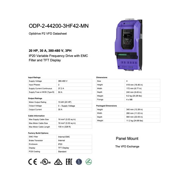 ODP-2-44200-3HF42-MN – 20HP, 30.0A, 380V - 480V, Three Phase - Image 8