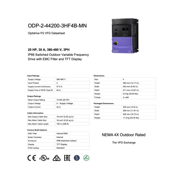 ODP-2-44200-3HF4B-MN – 20HP, 30A, 380V - 480V, Three Phase - Image 8