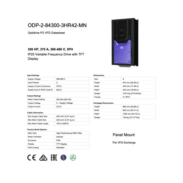 ODP-2-84300-3HR42-MN – High Performance EMC Filter – 300HP, 370A, 380V - 480V, Three Phase - Image 8