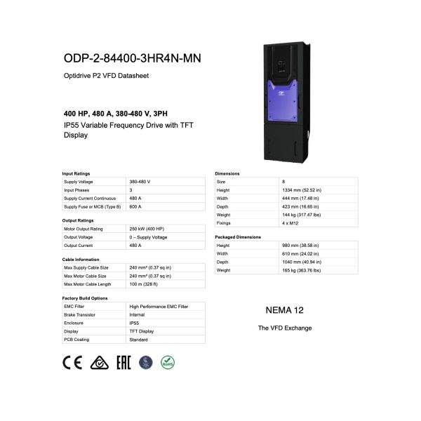 ODP-2-84400-3HR4N-MN – High Performance EMC Filter – 400HP, 480A, 380V - 480V, Three Phase - Image 8