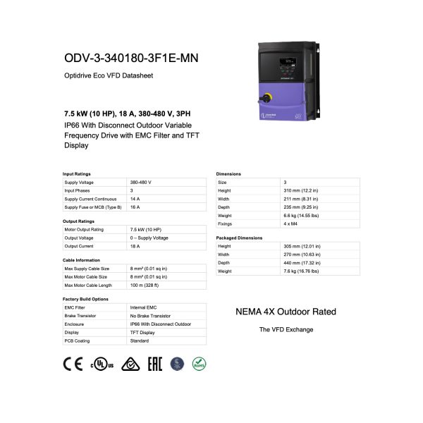 ODV-3-340180-3F1E-MN – 10HP, 18A, 380V - 480V, Three Phase - Image 8