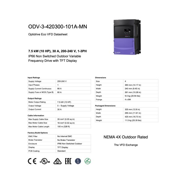 ODV-3-420300-101A-MN – 10HP, 30A, 200V - 240V, Single Phase - Image 8