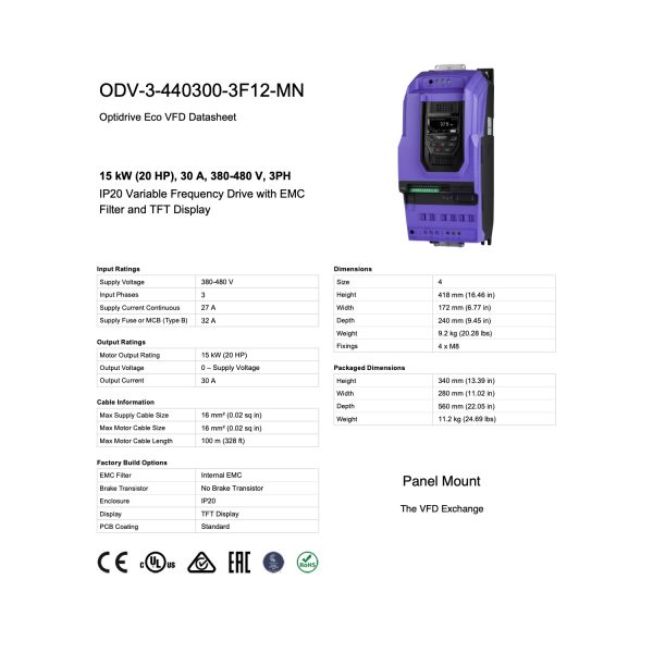 ODV-3-440300-3F12-MN – 20HP, 30A, 380V - 480V, Three Phase - Image 8