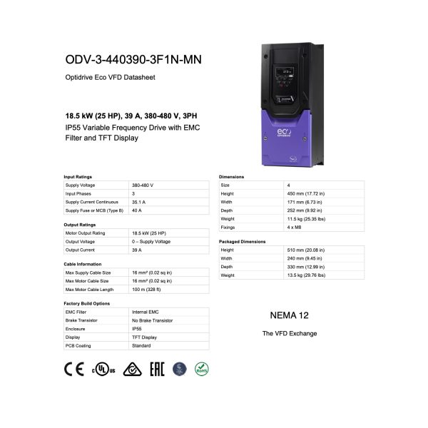 ODV-3-440390-3F1N-MN – 25HP, 39A, 380V - 480V, Three Phase - Image 8