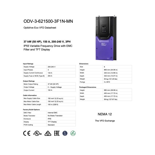 ODV-3-621500-3F1N-MN – 50HP, 150A, 200V - 240V, Three Phase - Image 8