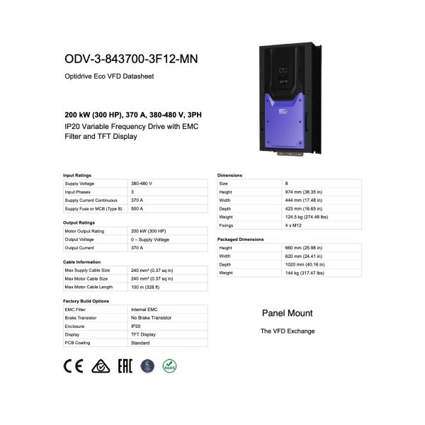 ODV-3-843700-3F12-MN – 300HP, 370A, 380V - 480V, Three Phase - Image 8